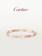Cartier Cartier's official flagship store LOVE series rose gold platinum diamond inlaid narrow edition bracelet