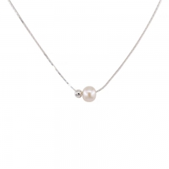 925 Silver Freshwater Pearl Necklace Women's Fashion Vintage Pearl Premium Clavicle Chain