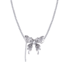 Shining diamond butterfly necklace women's light luxury niche design 2024 new hot fashion high-end clavicle chain necklace summer